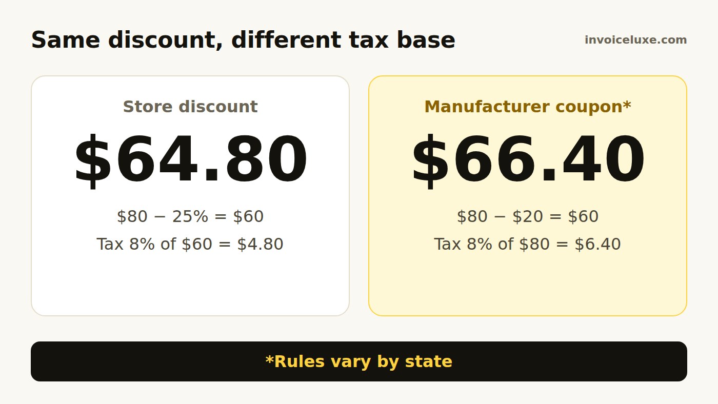 Store discount versus a coupon taxed on the full price
