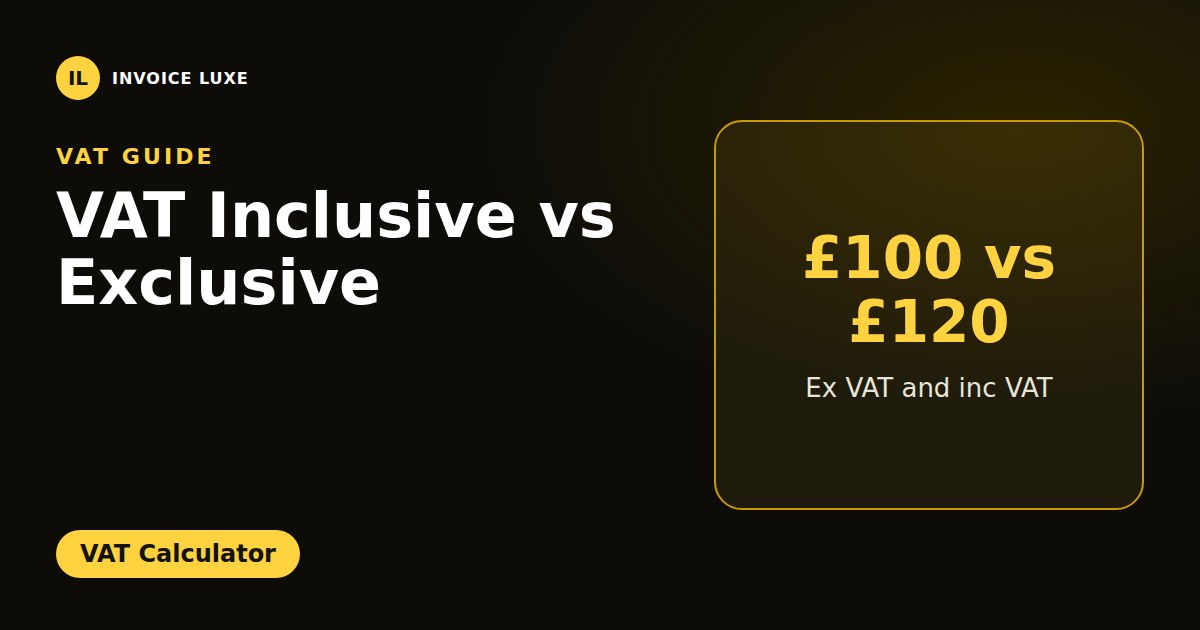 Ex VAT £100 plus £20 VAT equals £120 inc VAT, shown side by side