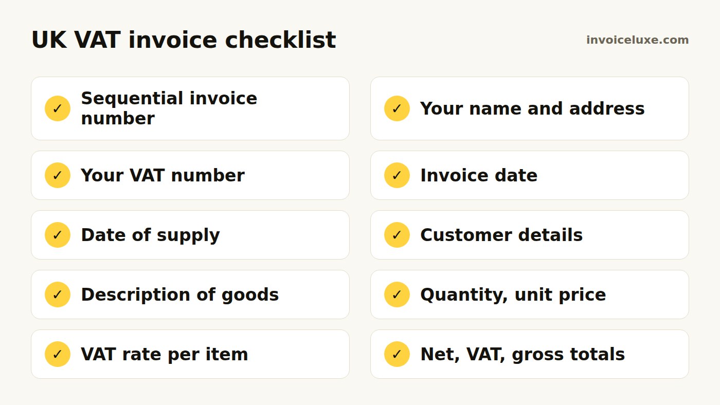 UK VAT invoice checklist
